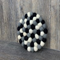 Black and White Round Felt Ball Trivet